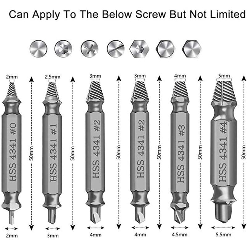 Universal Screw Extractor Set with Dual-Ended Bits Bowlift