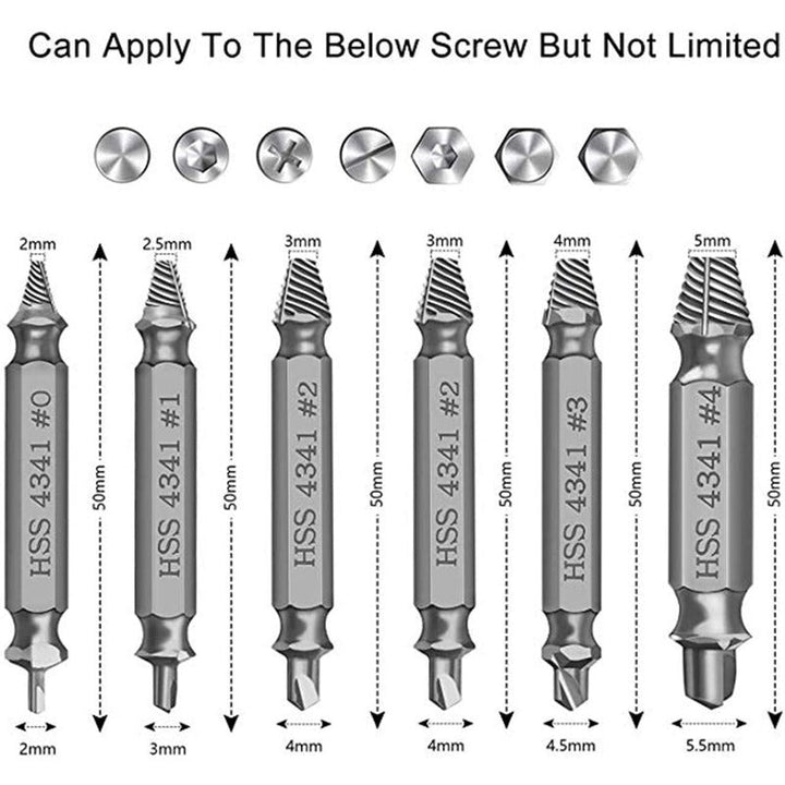 Universal Screw Extractor Set with Dual-Ended Bits Bowlift
