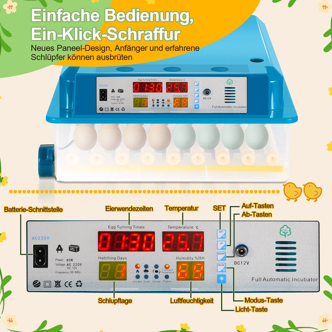 Brutautomat Fully Automatic Incubator for Chickens 64 Eggs | Bowlift