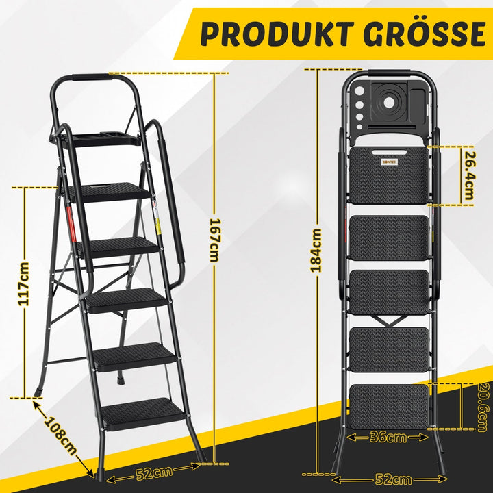 Folding Ladder 4 Steps/5 Steps with Removable Armrests | Bowlift