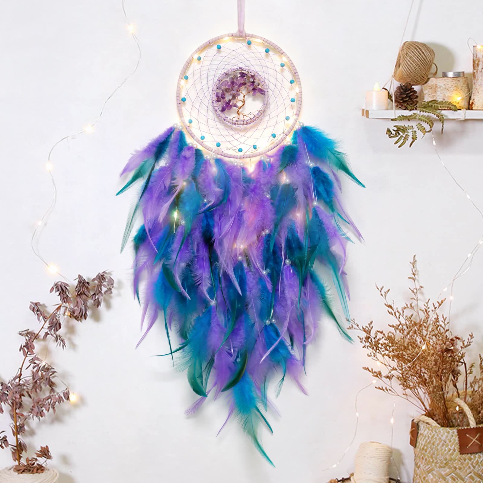 BowLift | Frendorf Crystal Tree of Life Feather Glow Dreamcatcher