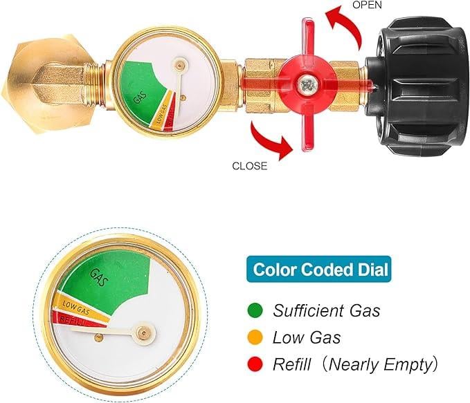 BowLift |  Top-Rated Propane Refill Elbow Adapter with Tank Gauge