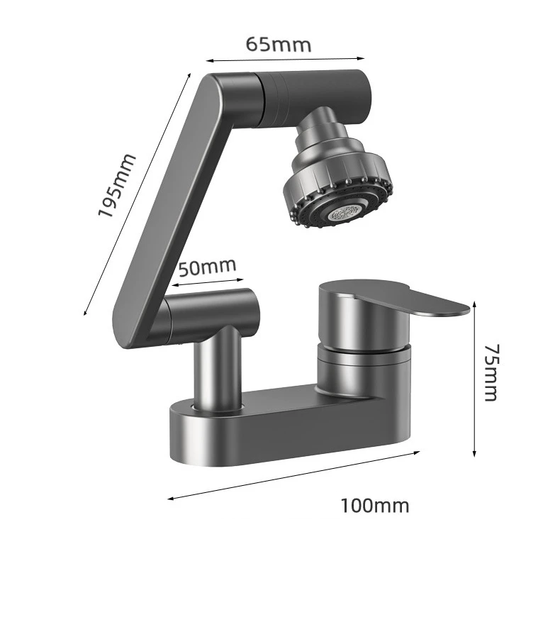 Aqua Twist Duo-Flex Basin Mixer – 360° swiveling two-hole faucet for hot and cold water Bowlift