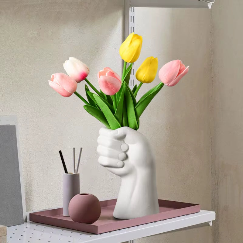 Artistic Hand Gesture Ceramic TaBowliftetop Flower Vase | Bowlift