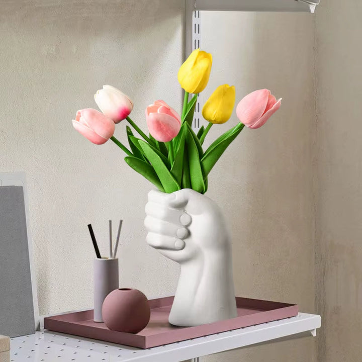 Artistic Hand Gesture Ceramic TaBowliftetop Flower Vase | Bowlift