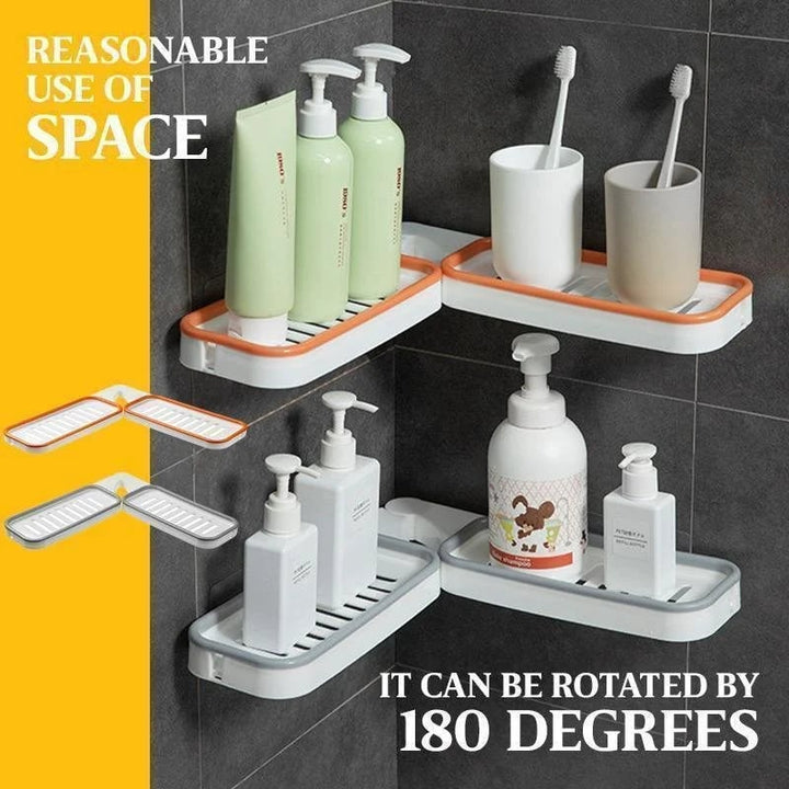 BowLift | Redatable Bathroom Corner Shelf — Drill-free Storage Stand with Drain Holes