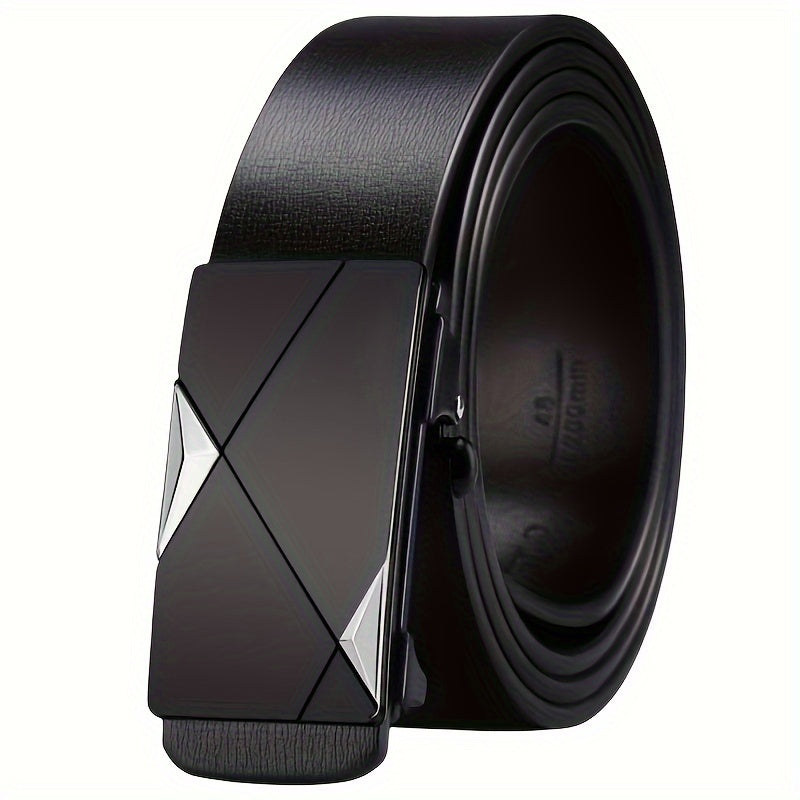 BowLift | Men’s Genuine Leather Belt with Automatic Buckle – Classic Adjustable Cowhide Waist Belt