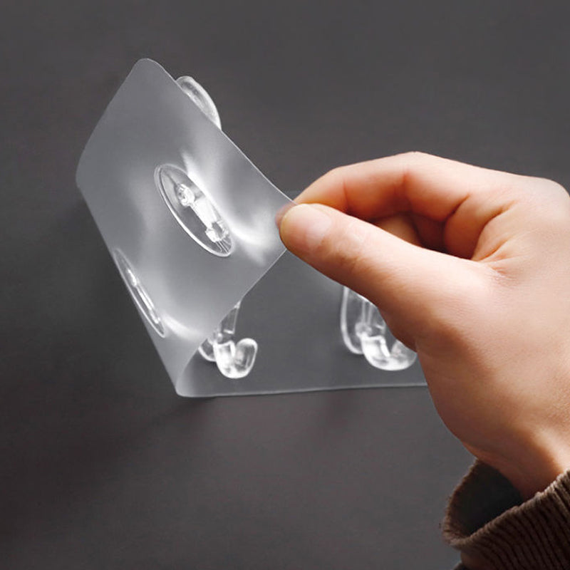 6 Hooks Multifunctional Self-Adhesive Hooks No Drilling Wall Transparent Hook | Bowlift