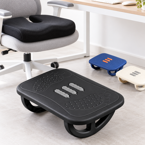 Ergonomic Under-Desk Footrest with Massage Rollers Bowlift