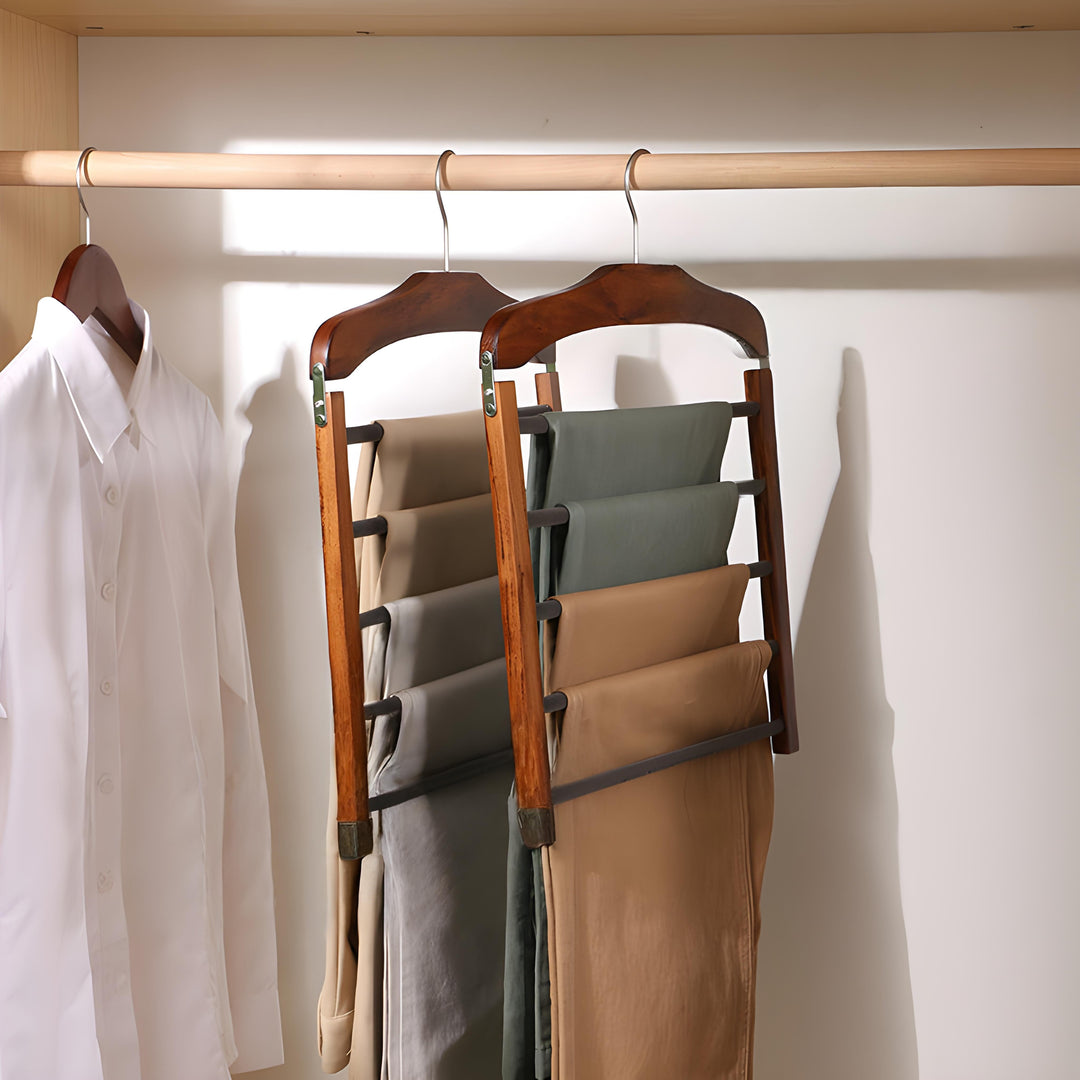 Wooden Clothes Hanger Space Saving with Sturdy Metal Hook | Bowlift