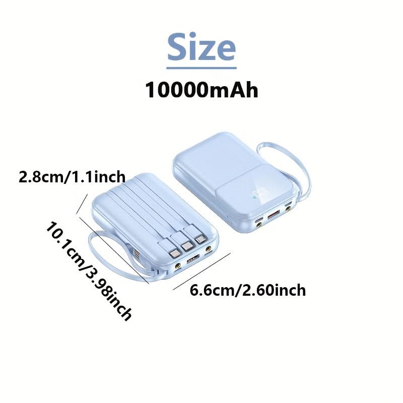 BowLift | 10000mAh Portable Power Bank with Cables