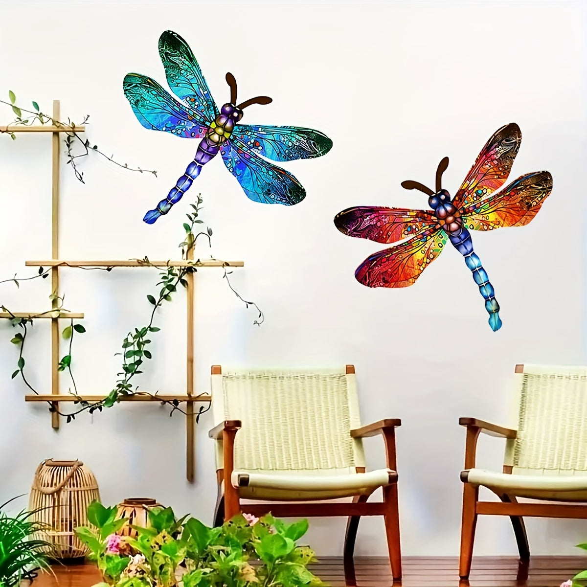 BowLift | 1/2 piece vibrant dragonfly wall art made of metal – artistic outdoor decoration for gardens, homes, and events – durable, versatile, and eye-catching – a perfect gift idea for any occasion