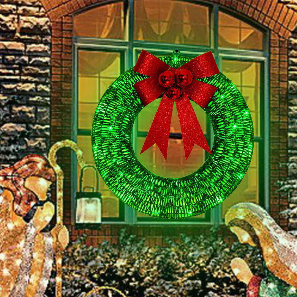 BowLift | Illuminated Christmas Wreath Luxury Gold-Green 50cm – Handmade Door Wreath with LED