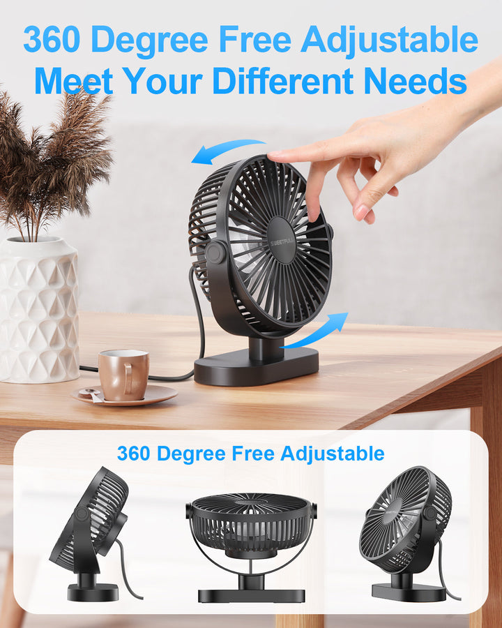 6.5 Inch USB Small Desk Fan for Home Office Car Outdoor Travel | Bowlift
