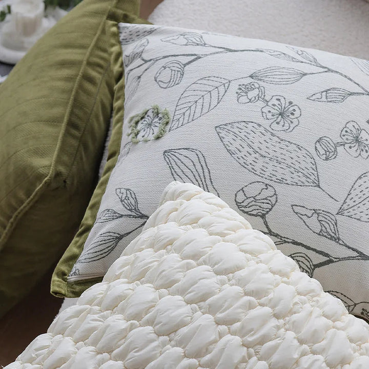 BowLift | Light Luxury Cream Green Cushion Cover 45x45cm – Decorative Jacquard Pillowcase