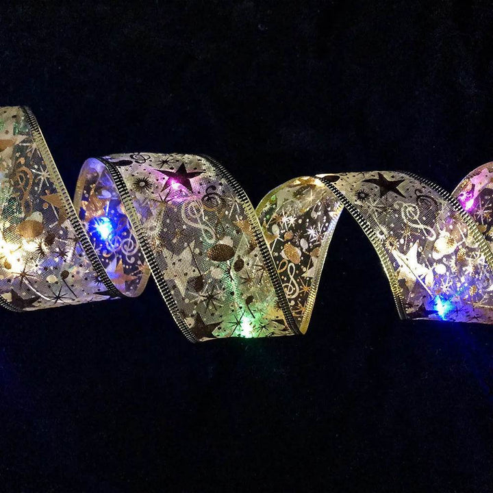 BowLift | LED Lights Hot Stamping Double-layer Ribbon Christmas Decorations