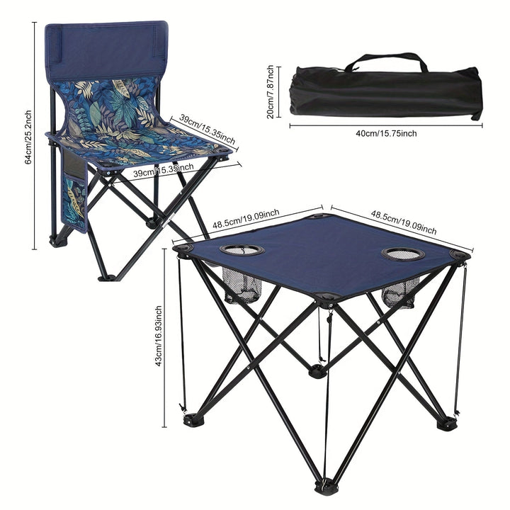 BowLift | Foldable Garden Seating Group Campafleur | 2 Chairs & 1 Table | Floral Pattern | Portable & Weatherproof