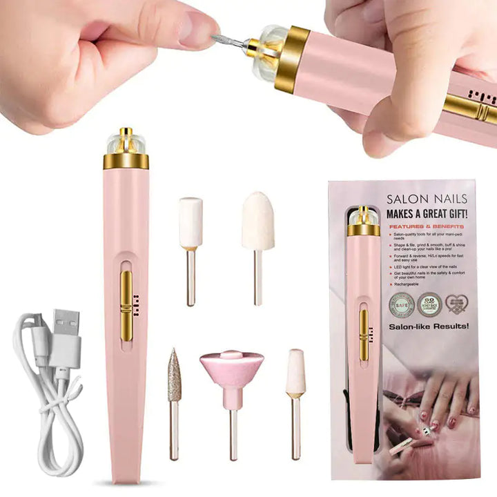 BowLift | Electric Nail Drill & Manicure Kit | Rechargeable with LED Light | Nail Art Tools Set