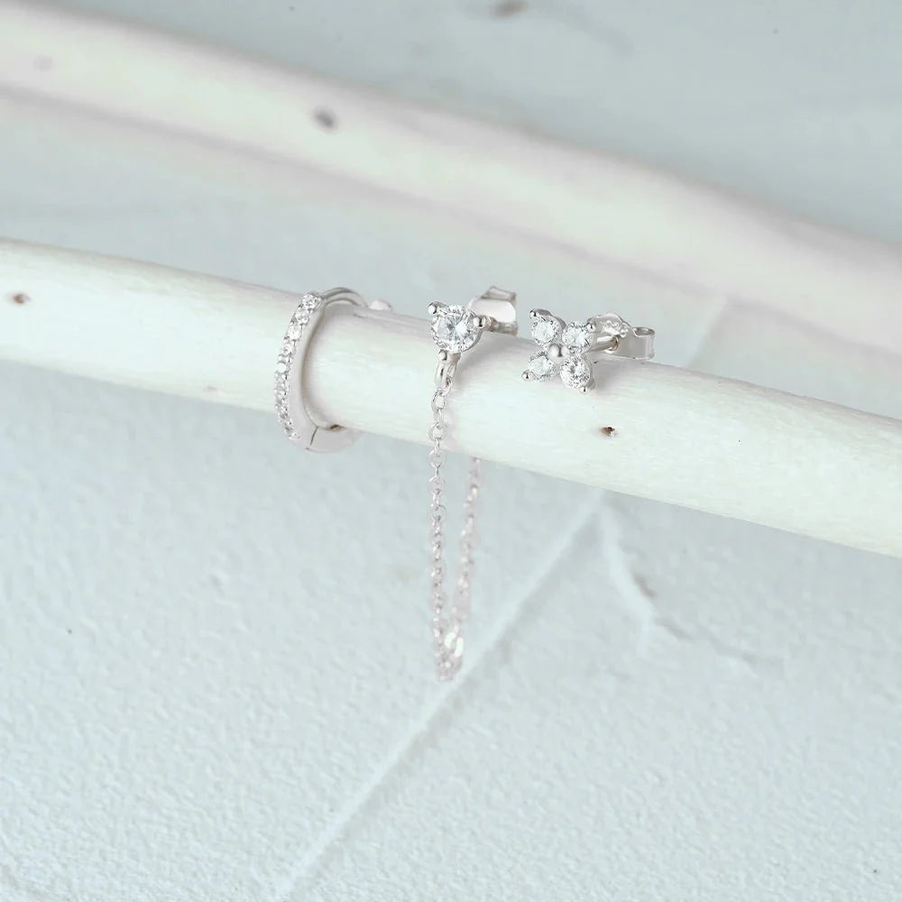 BowLift | 3pc Dainty Floral Tassel Chain Earrings Set