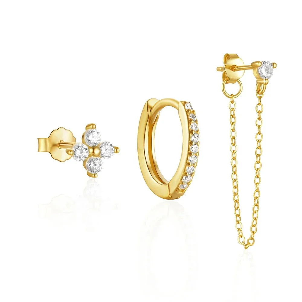BowLift | 3pc Dainty Floral Tassel Chain Earrings Set