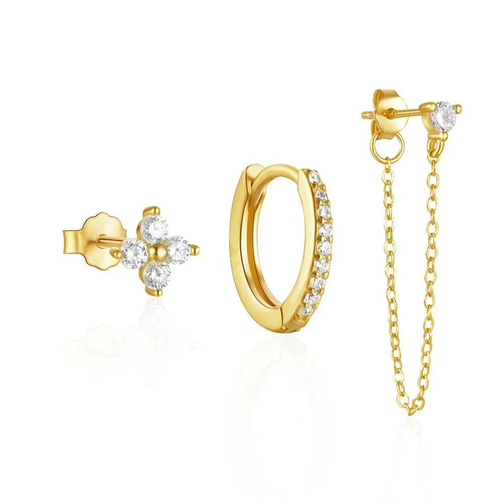 BowLift | 3pc Dainty Floral Tassel Chain Earrings Set