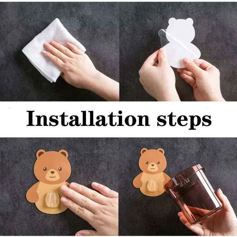 Bear Toothbrush Holder Cup Wall Mounted Bowlift