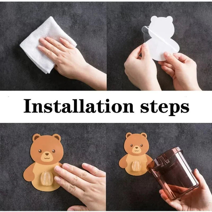 Bear Toothbrush Holder Cup Wall Mounted Bowlift