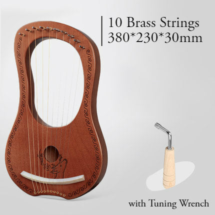 BowLift | 16 Brass String Mahogany Lyre Harp with Tone Wrench for Children, Teenager & Adults