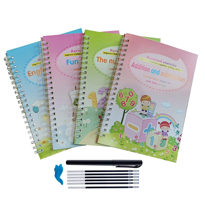 Kids Practice Magic Groove Writing Notebook Auto-Disappears in 10 Minutes Bowlift