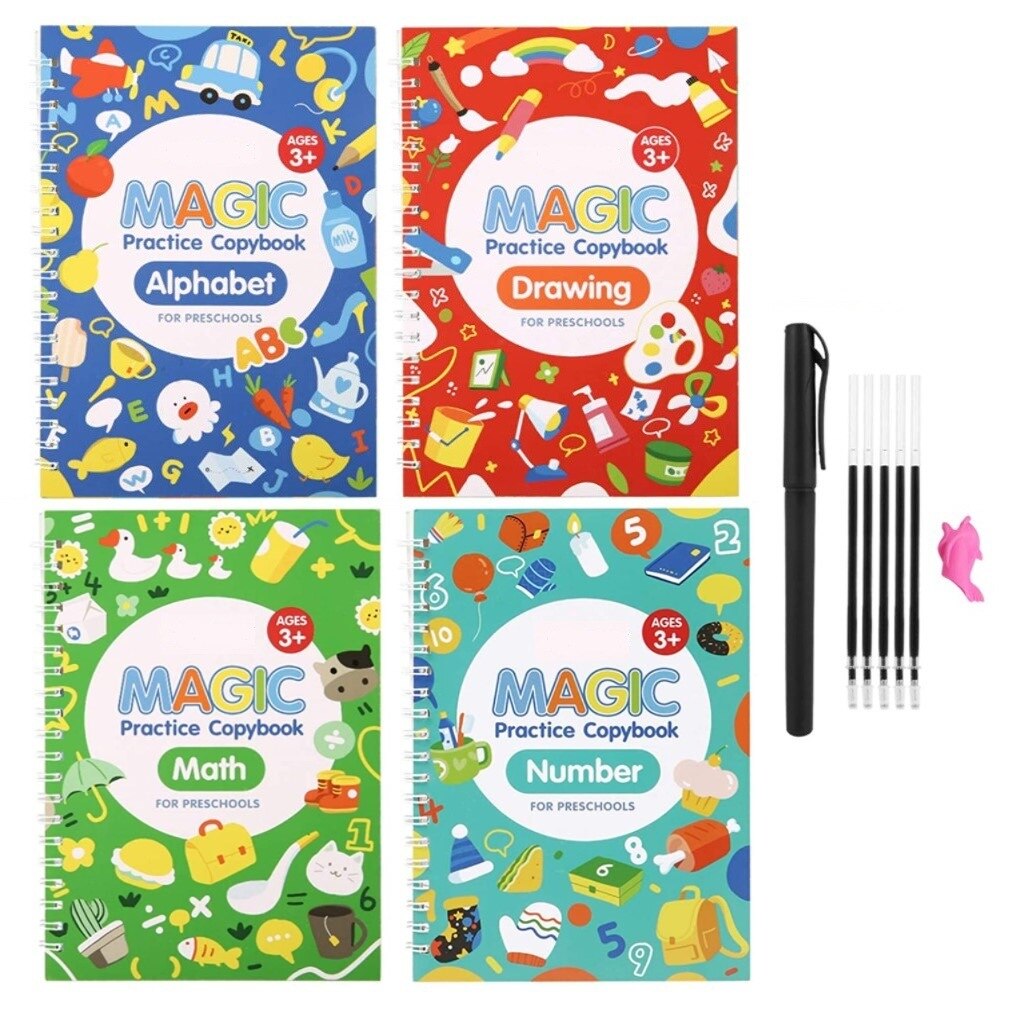 Kids Practice Magic Groove Writing Notebook Auto-Disappears in 10 Minutes Bowlift