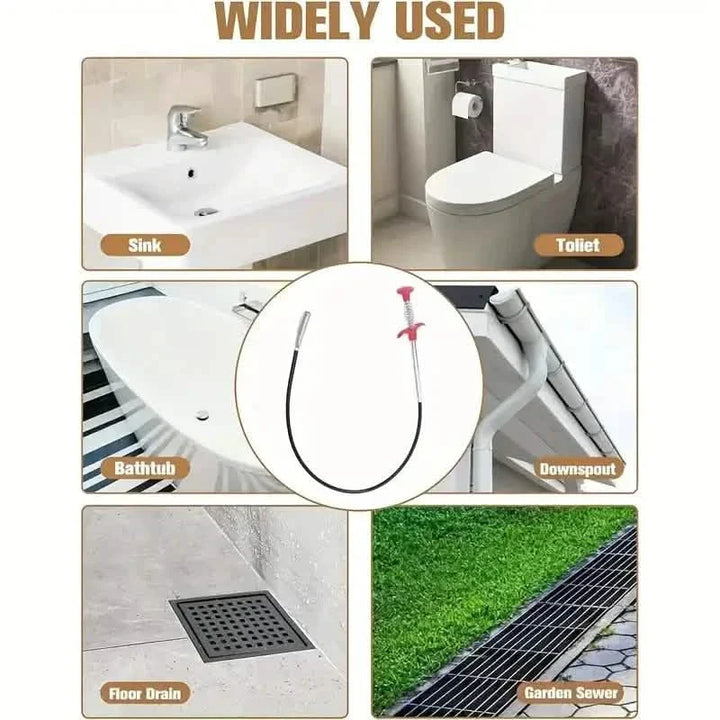 BowLift | 4-Claw Pipe Cleaner, Spring Installation Tool for Kitchen and Bathroom, Hair and Dirt Catcher