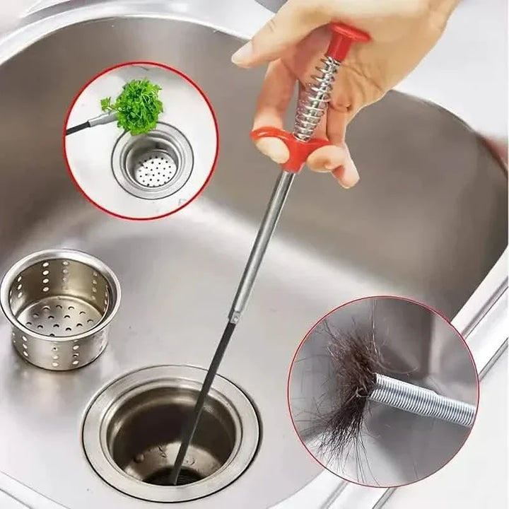 BowLift | 4-Claw Pipe Cleaner, Spring Installation Tool for Kitchen and Bathroom, Hair and Dirt Catcher