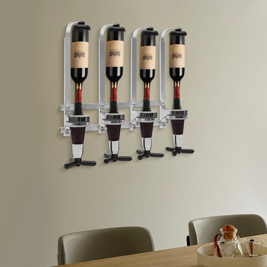 4 Head Silver Wine Rack Wall Mounted Bottle Bracket Bar Accessories | Bowlift