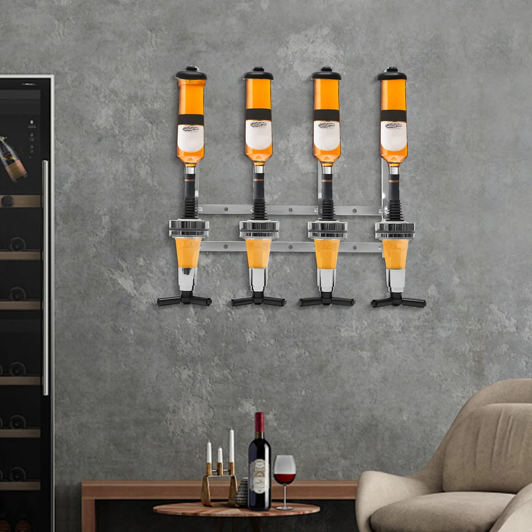 4 Head Silver Wine Rack Wall Mounted Bottle Bracket Bar Accessories | Bowlift