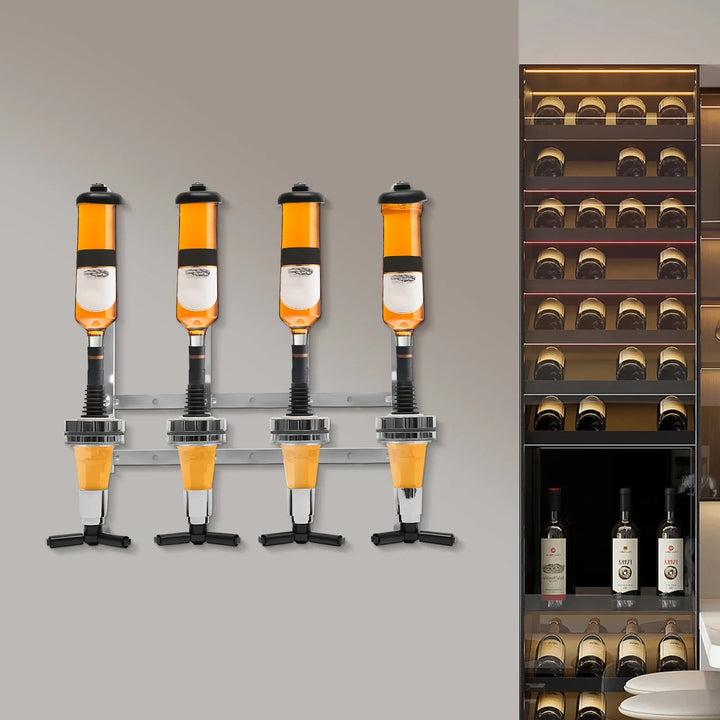 4 Head Silver Wine Rack Wall Mounted Bottle Bracket Bar Accessories | Bowlift