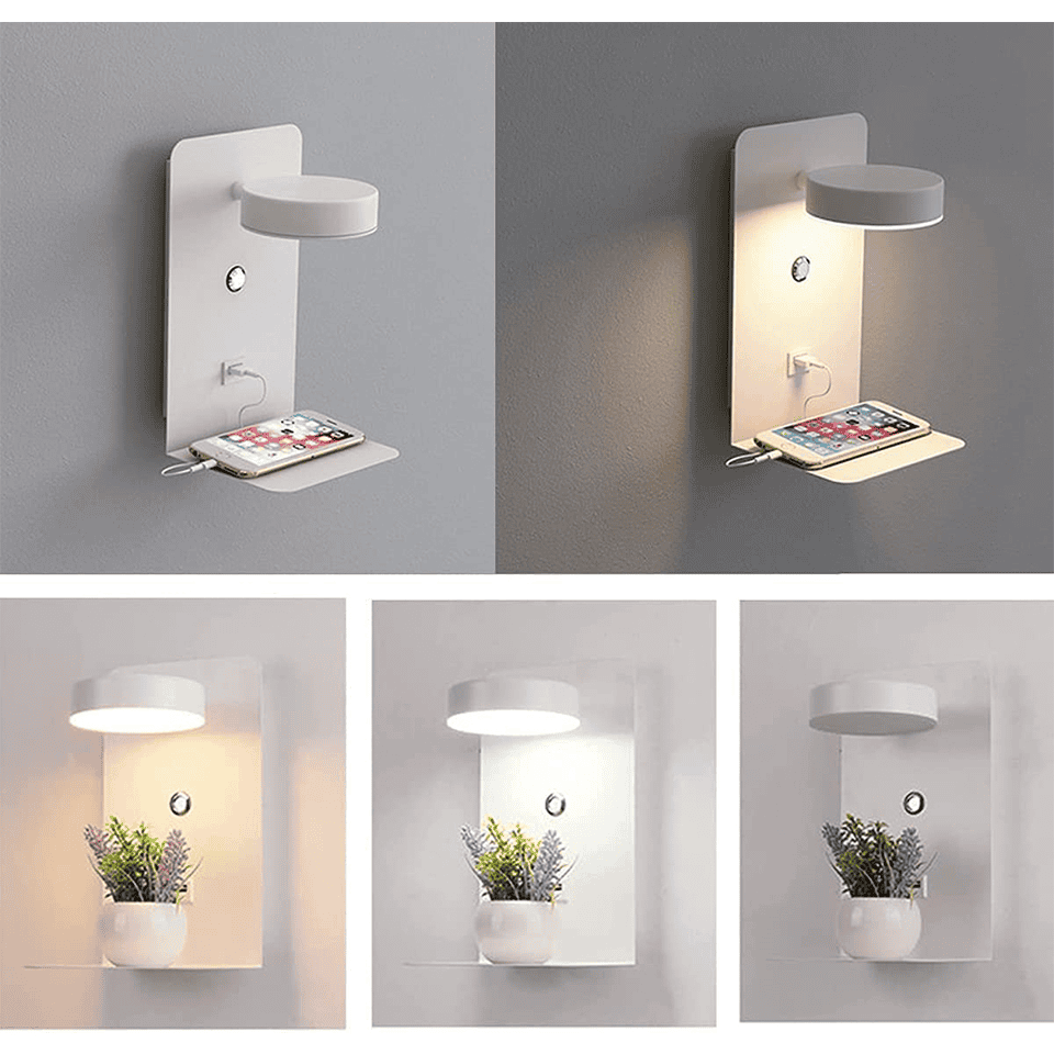 BowLift | LED Wall Light with Shelf | Soft Glow, Modern Design & Ideal for Creating a Festive Atmosphere in Your Bedroom