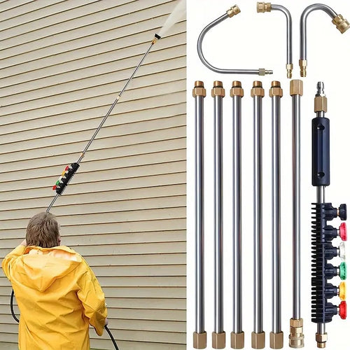 BowLift | 4000 PSI Telescoping Pressure Washer Wand Kit for Easy Gutter, Roof, and Wall Cleaning