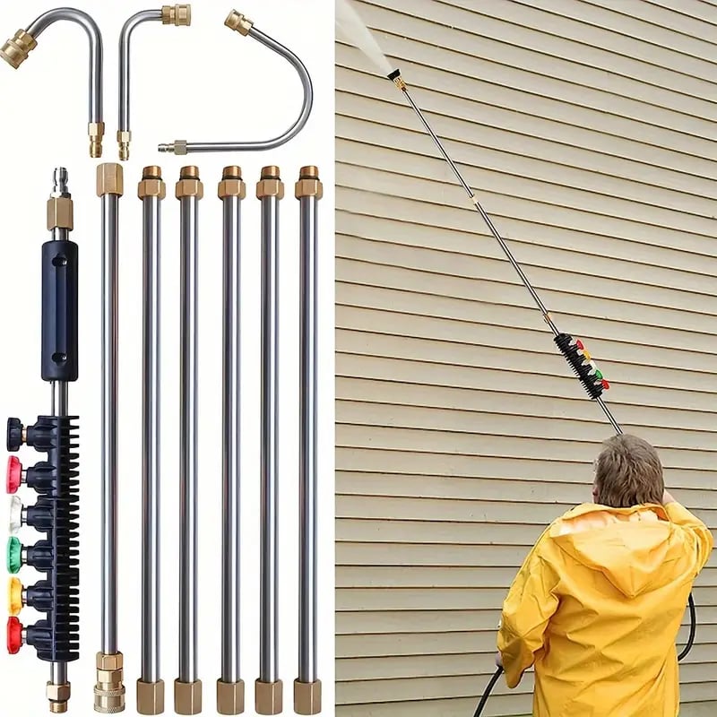 BowLift | Telescoping High Pressure Washer Wand Set | 4000 PSI, 7 Nozzle Tips & Ideal for Gutter, Roof, and Hard-to-Reach Cleaning