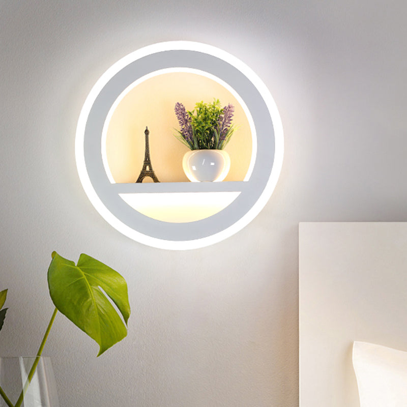 BowLift | 1 Light Circle Wall Lamp Industrial White Metal LED Plant Wall Light for Bedroom