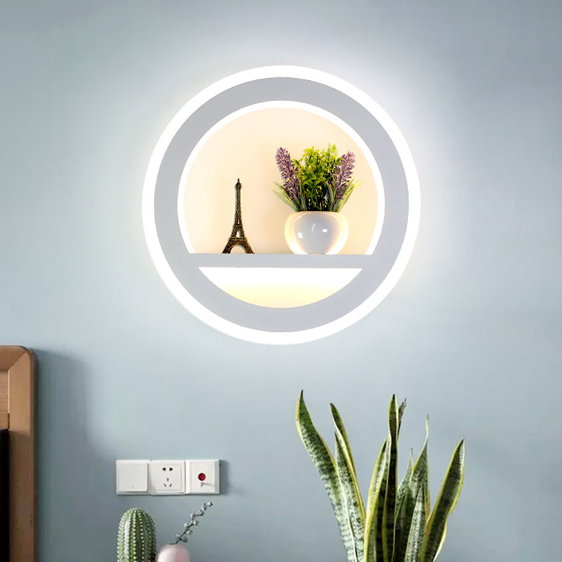 BowLift | 1 Light Circle Wall Lamp Industrial White Metal LED Plant Wall Light for Bedroom