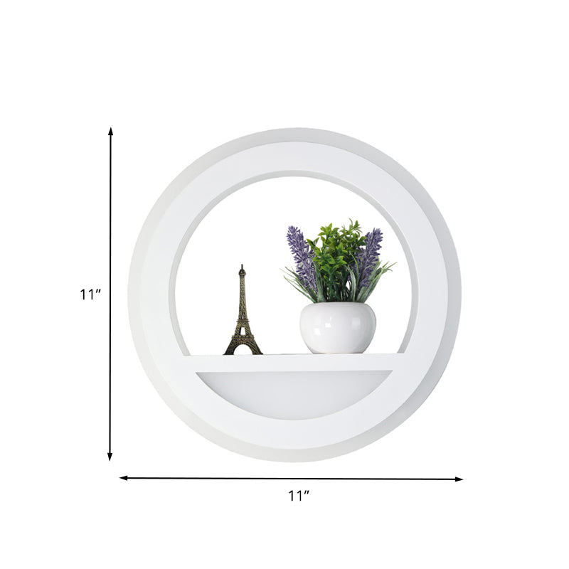 BowLift | 1 Light Circle Wall Lamp Industrial White Metal LED Plant Wall Light for Bedroom