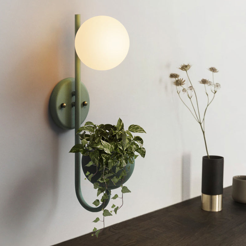 BowLift | 1 Light Ball Wall Lamp Industrial Yellow/Blue/Green Metal LED Plant Wall Mount Lighting for Restaurant