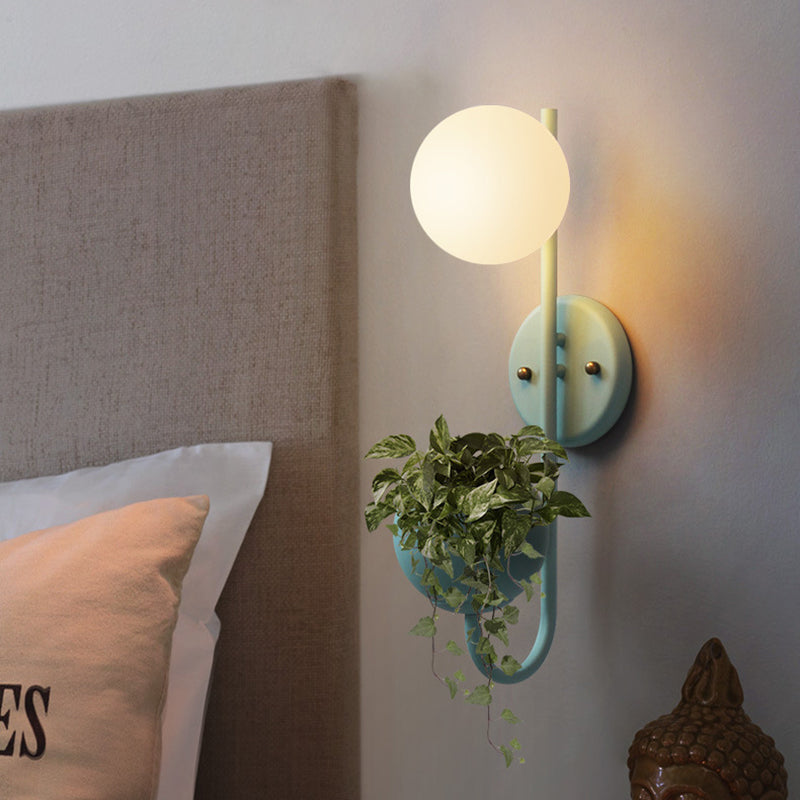 BowLift | 1 Light Ball Wall Lamp Industrial Yellow/Blue/Green Metal LED Plant Wall Mount Lighting for Restaurant