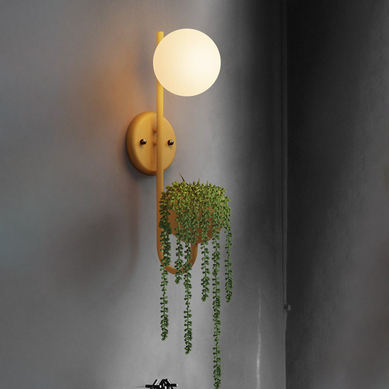 BowLift | 1 Light Ball Wall Lamp Industrial Yellow/Blue/Green Metal LED Plant Wall Mount Lighting for Restaurant