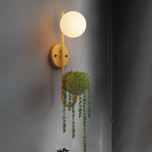 BowLift | 1 Light Ball Wall Lamp Industrial Yellow/Blue/Green Metal LED Plant Wall Mount Lighting for Restaurant