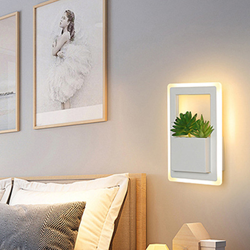 BowLift | Acrylic White Wall Lamp Round/Rectangular/Diamond LED Industrial Plant Wall Lighting Fixture in Warm/White Light