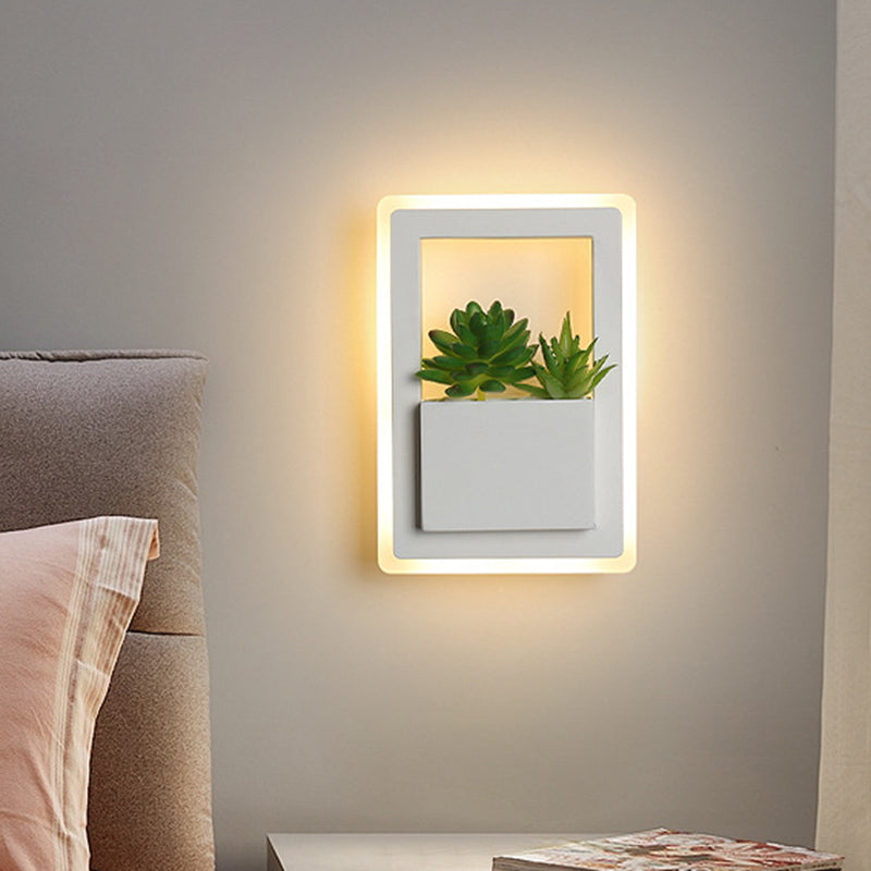 BowLift | Acrylic White Wall Lamp Round/Rectangular/Diamond LED Industrial Plant Wall Lighting Fixture in Warm/White Light