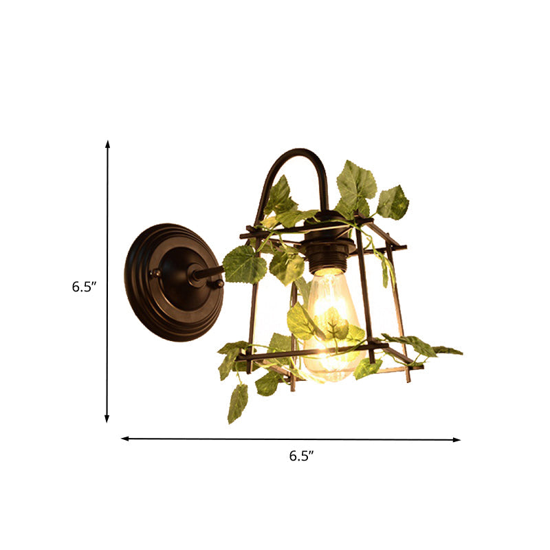 BowLift | 1 Light Wall Lighting Fixture Industrial Diamond / Globe / Square Metal LED Wall Lamp Sconces in Black with Plants