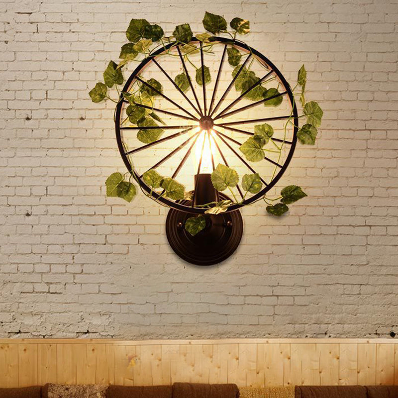 BowLift | 1 Light Wall Lighting Fixture Industrial Diamond / Globe / Square Metal LED Wall Lamp Sconces in Black with Plants