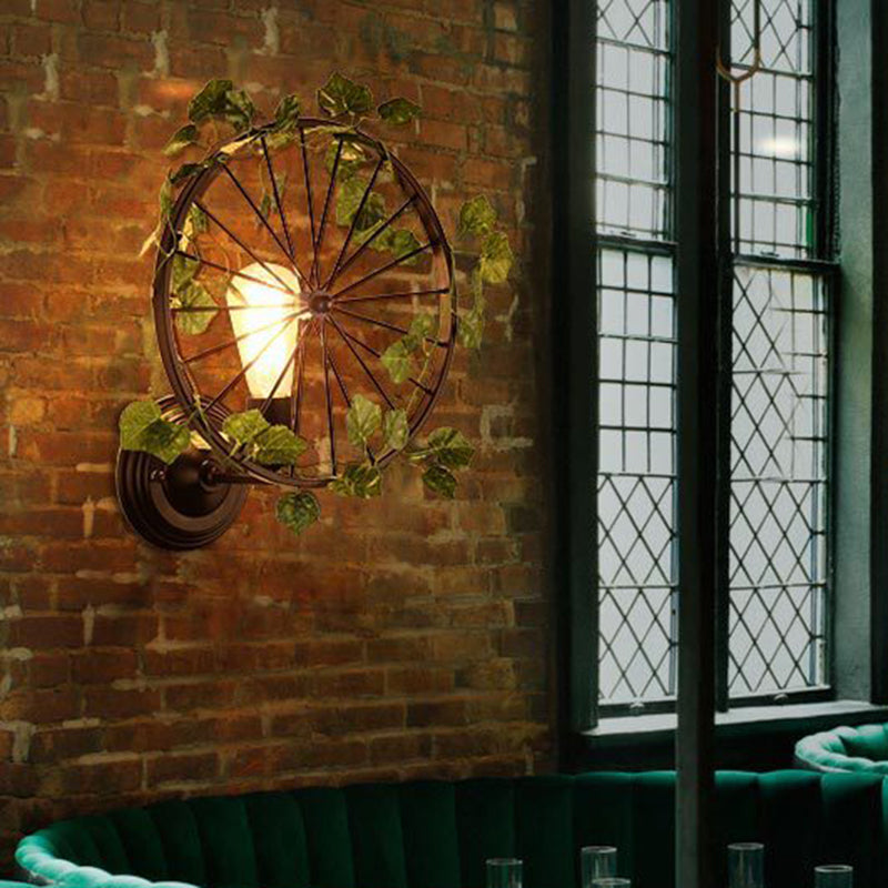 BowLift | 1 Light Wall Lighting Fixture Industrial Diamond / Globe / Square Metal LED Wall Lamp Sconces in Black with Plants